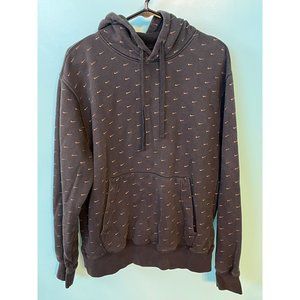 NIKE All Over Swoosh Mens M Medium Black Gold Pullover Sweatshirt Hoodie
